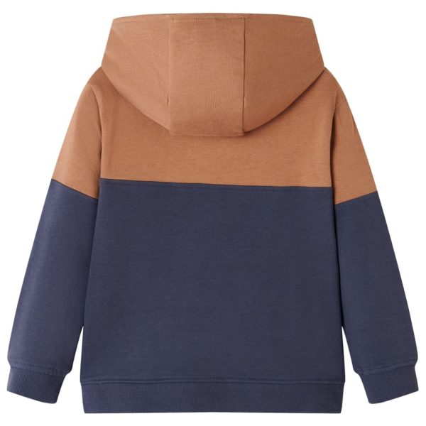 Sweatshirt para criança com capuz e meio fecho antracite/conhaque 92 - Image 2