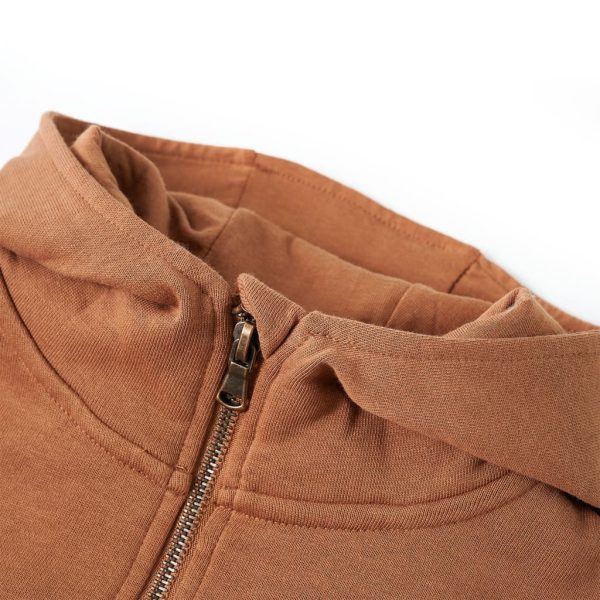 Sweatshirt para criança com capuz e meio fecho antracite/conhaque 104 - Image 3