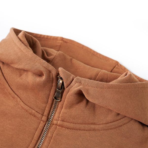 Sweatshirt para criança com capuz e meio fecho antracite/conhaque 128 - Image 3