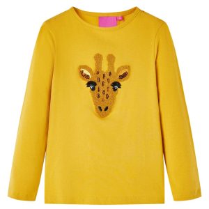 T-shirt de manga comprida para criança ocre-escuro 92