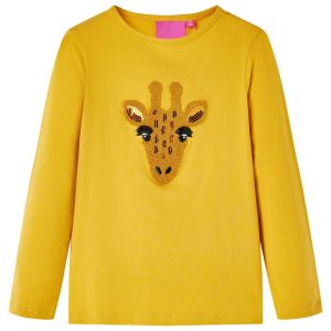 T-shirt de manga comprida para criança ocre-escuro 116