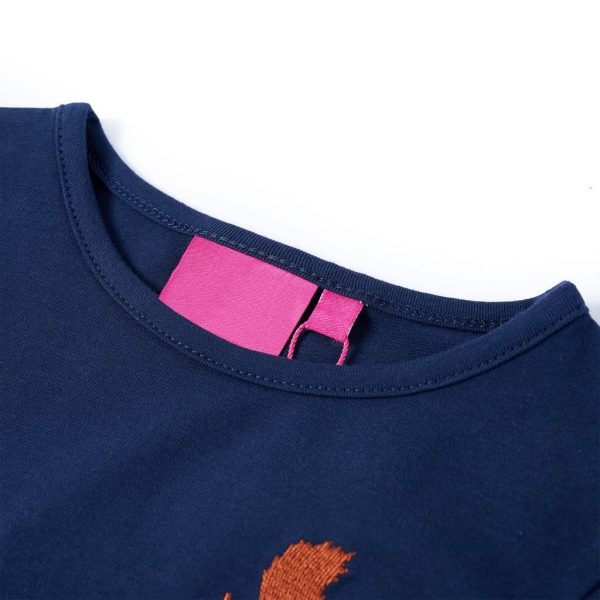 T-shirt de manga comprida para criança azul-marinho 140 - Image 3