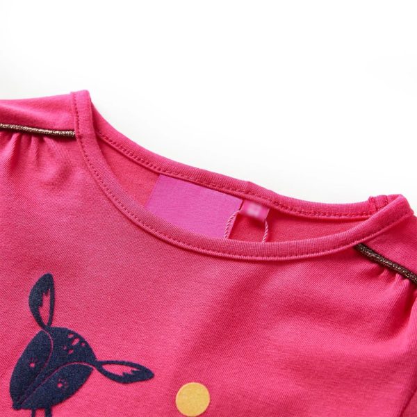 T-shirt de manga comprida para criança rosa-choque 92 - Image 3