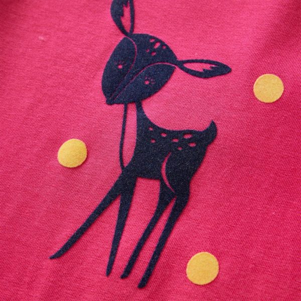 T-shirt de manga comprida para criança rosa-choque 92 - Image 4