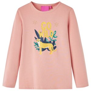 T-shirt de manga comprida para criança rosa-claro 104