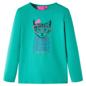 T-shirt de manga comprida para criança verde-brilhante 92