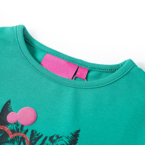 T-shirt de manga comprida para criança verde-brilhante 104 - Image 3