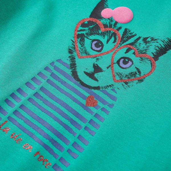 T-shirt de manga comprida para criança verde-brilhante 104 - Image 4