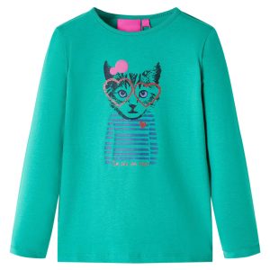 T-shirt de manga comprida para criança verde-brilhante 140
