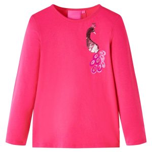 T-shirt de manga comprida para criança rosa-choque 140