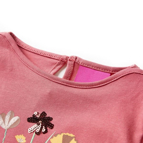 T-shirt de manga comprida para criança rosa-velho 92 - Image 3