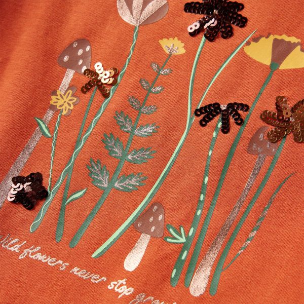 T-shirt de manga comprida para criança laranja-queimado 128 - Image 5
