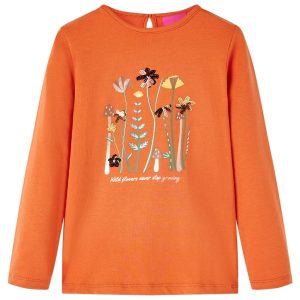 T-shirt de manga comprida para criança laranja-queimado 140