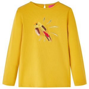 T-shirt de manga comprida para criança ocre-escuro 128