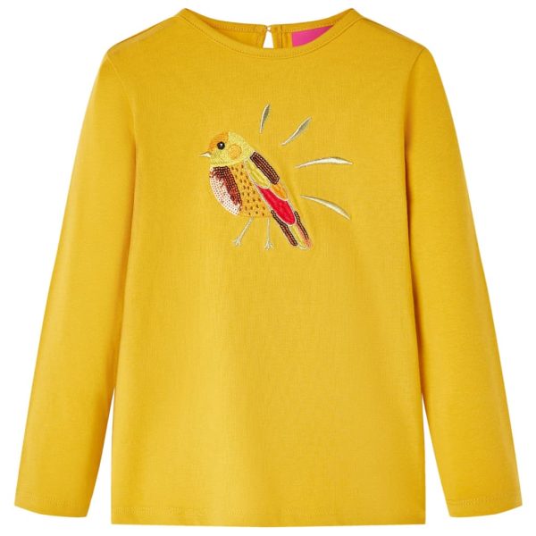 T-shirt de manga comprida para criança ocre-escuro 128