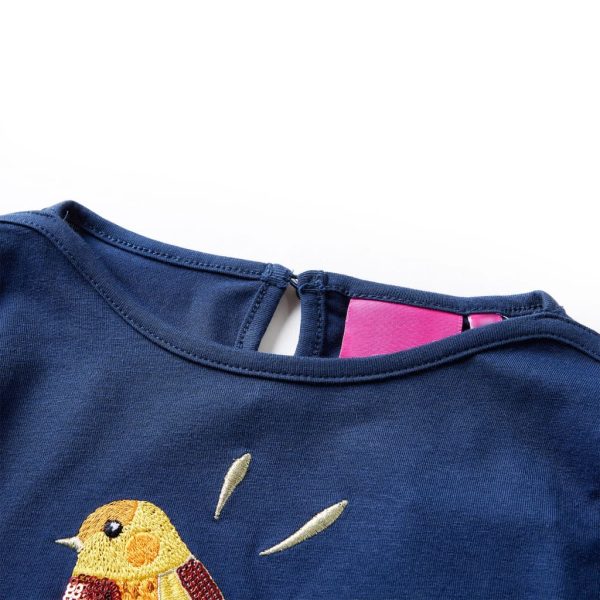 T-shirt de manga comprida para criança azul-marinho 128 - Image 3