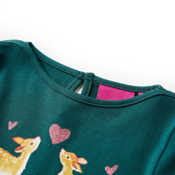 T-shirt de manga comprida para criança verde-escuro 104 - Image 3