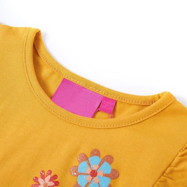 T-shirt de manga comprida para criança ocre-escuro 140 - Image 3