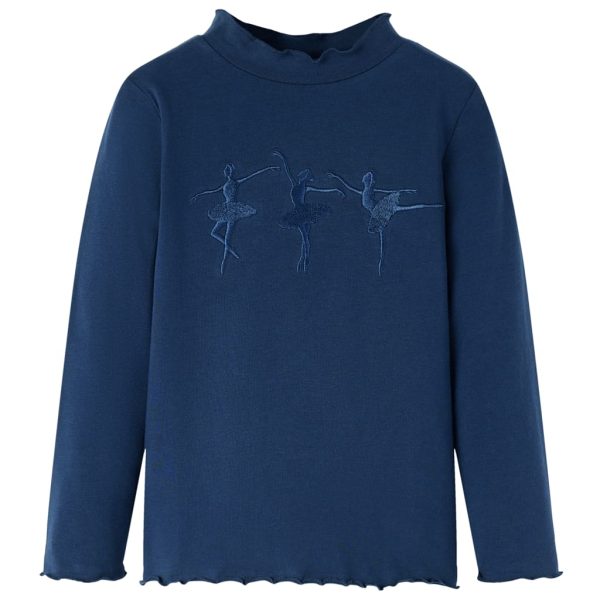 T-shirt de manga comprida para criança azul-marinho 128