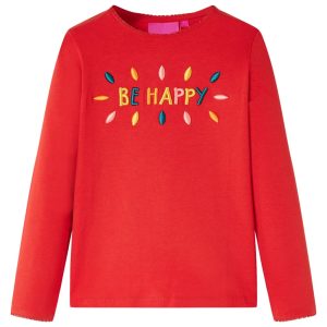 T-shirt de manga comprida para criança vermelho 104