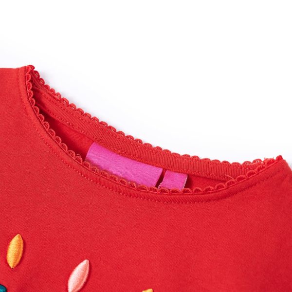 T-shirt de manga comprida para criança vermelho 104 - Image 3