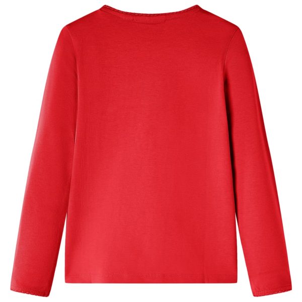 T-shirt de manga comprida para criança vermelho 140 - Image 2
