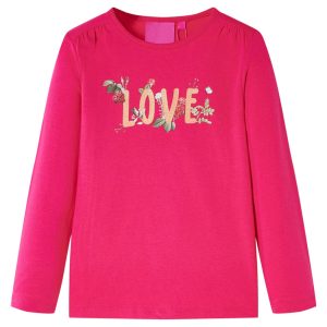 T-shirt de manga comprida para criança rosa-choque 104