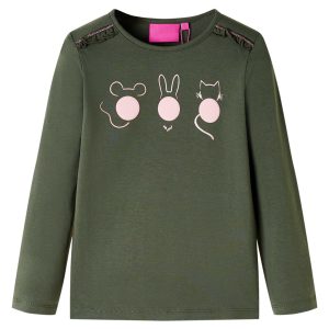 T-shirt de manga comprida para criança cor caqui 140