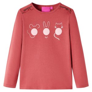 T-shirt de manga comprida para criança rosa-queimado 128
