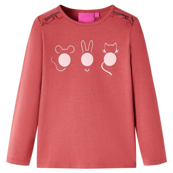 T-shirt de manga comprida para criança rosa-queimado 128
