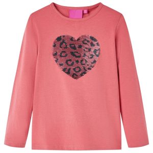 T-shirt de manga comprida para criança rosa-velho 116