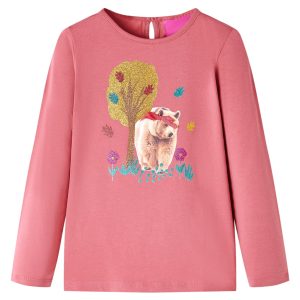 T-shirt de manga comprida para criança rosa-velho 104