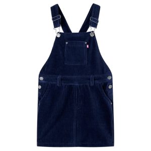 Vestido com peitilho para criança bombazina azul-marinho 92