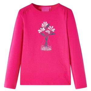 T-shirt de manga comprida para criança rosa-choque 116