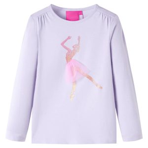 T-shirt de manga comprida para criança lilás-claro 140