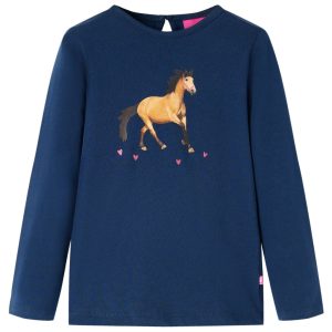 T-shirt de manga comprida para criança azul-marinho 128