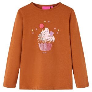 T-shirt de manga comprida para criança cor conhaque 92