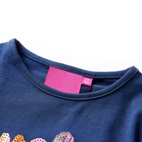 T-shirt de manga comprida para criança azul-marinho 104 - Image 3