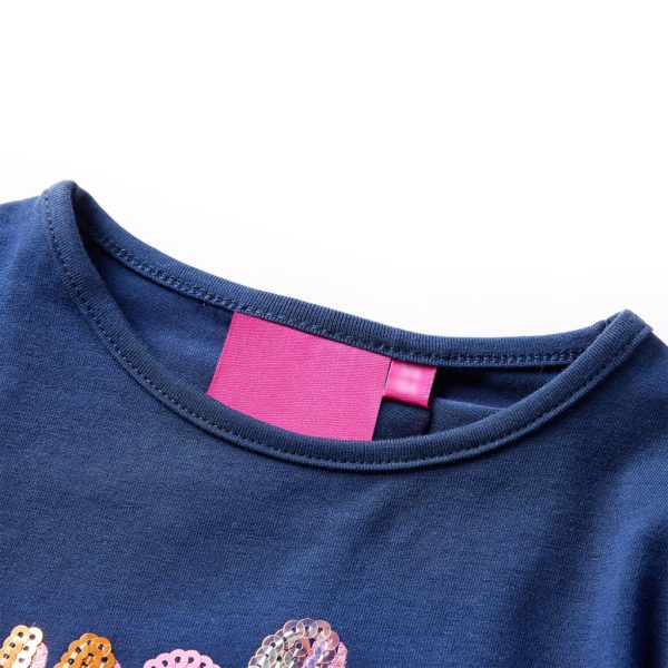 T-shirt de manga comprida para criança azul-marinho 116 - Image 3
