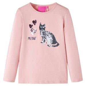 T-shirt de manga comprida para criança rosa-claro 104