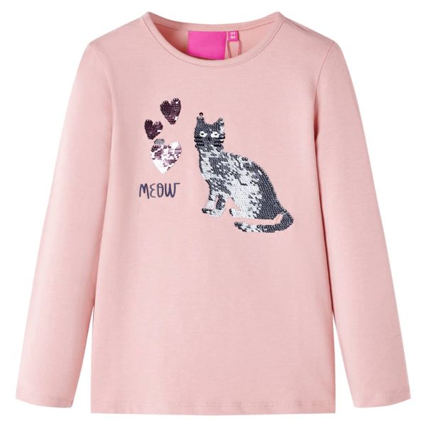 T-shirt de manga comprida para criança rosa-claro 104