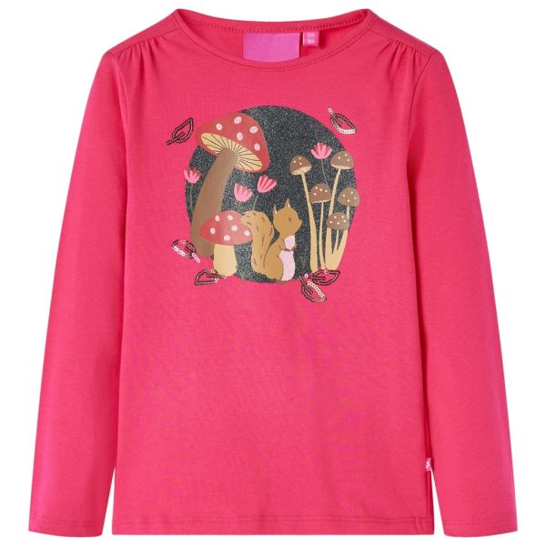 T-shirt de manga comprida para criança rosa-choque 92