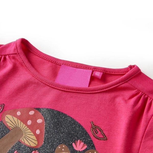 T-shirt de manga comprida para criança rosa-choque 92 - Image 3