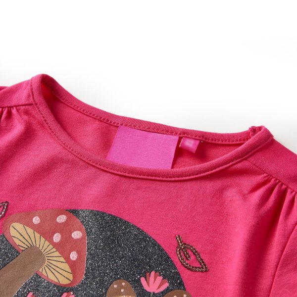 T-shirt de manga comprida para criança rosa-choque 140 - Image 3