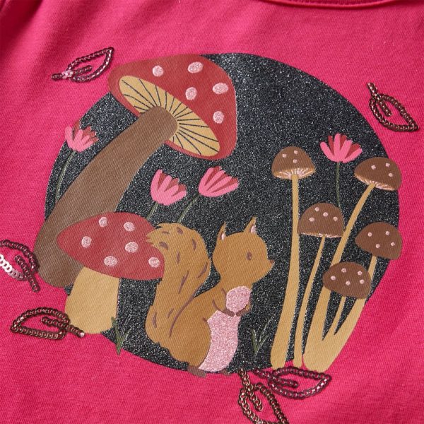 T-shirt de manga comprida para criança rosa-choque 140 - Image 4