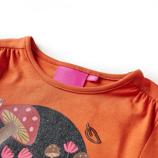 T-shirt de manga comprida para criança laranja-queimado 140 - Image 3