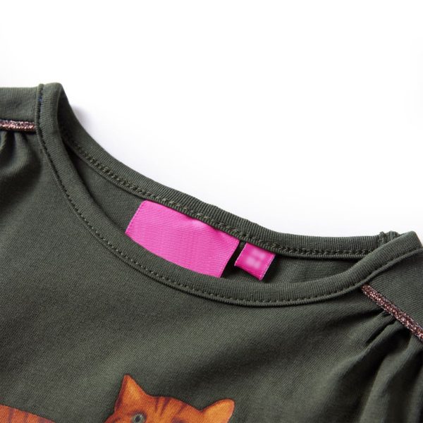 T-shirt de manga comprida para criança caqui 128 - Image 3