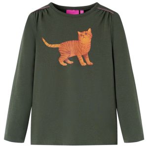 T-shirt de manga comprida para criança caqui 140