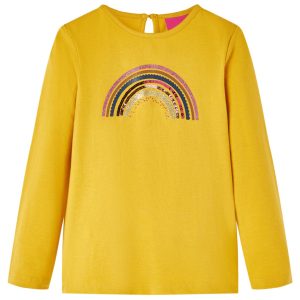 T-shirt de manga comprida para criança cor ocre 92