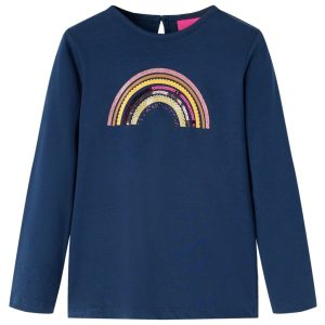 T-shirt de manga comprida para criança azul-marinho 140
